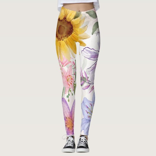 Sonnenblumen-Mix-Design Leggings (Vorderseite)