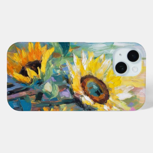 Sonnenblumen Moderne Abstrakte Blumenbemalung Case-Mate iPhone Hülle (Rückseite (Horizontal))