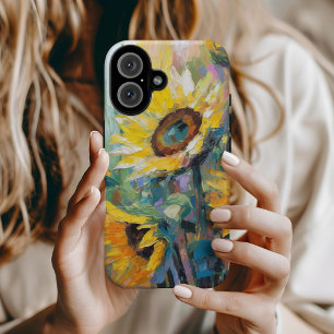 Sonnenblumen Moderne Abstrakte Blumenbemalung iPhone 16 Hülle