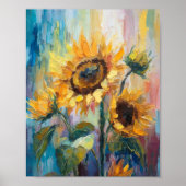 Sonnenblumen Moderne Abstrakte Blumenbemalung Poster (Vorne)