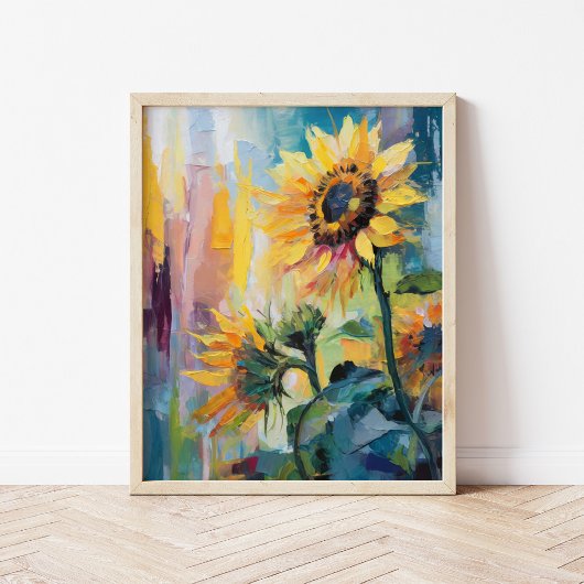 Sonnenblumen Moderne Abstrakte Blumenbemalung Poster