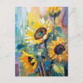 Sonnenblumen Moderne Abstrakte Blumenbemalung Postkarte (Vorderseite)