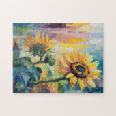Sonnenblumen Moderne Abstrakte Blumenbemalung Puzzle (Horizontal)