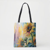 Sonnenblumen Moderne Abstrakte Blumenbemalung Tasche (Vorderseite)