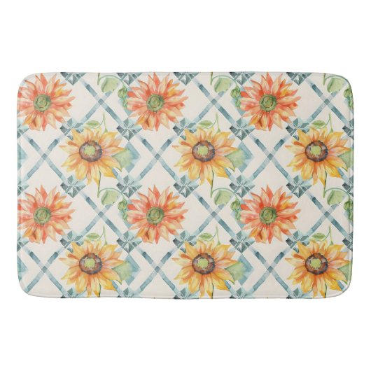 Sonnenblumen Moderne Aquarellblumen Badematte (Vorderseite)