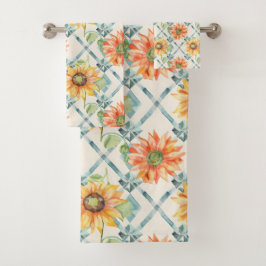 Sonnenblumen Moderne Aquarellblumen Badhandtuch Set