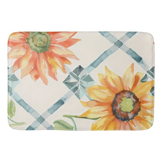 Sonnenblumen Moderne bedrückte Blumen Badematte (Vorderseite)