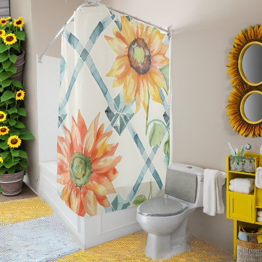 Sonnenblumen Moderne bedrückte Blumen Duschvorhang