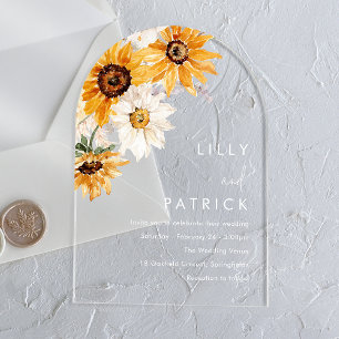 Sonnenblumen Moderne Hochzeit Acryleinladungen