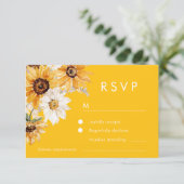 Sonnenblumen Moderne Hochzeit RSVP Karte (Stehend Vorderseite)