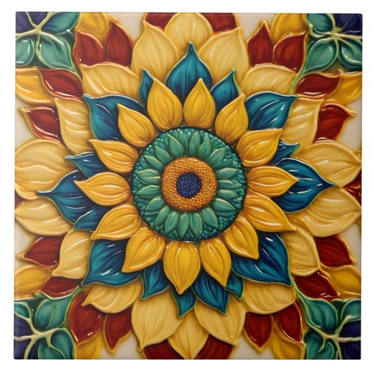 Sonnenblumen Moderne schöne Sammlung Fliese (Vorderseite)