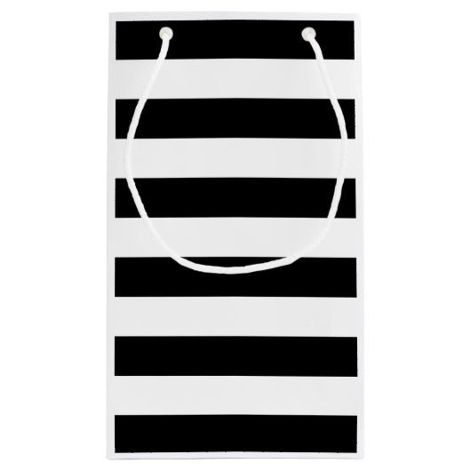 Sonnenblumen Moderne Schwarz-Weiß Streifen Kleine Geschenktüte (Rückseite)