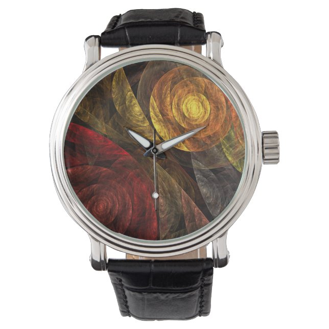 Sonnenblumen Modernes Abstraktes Kunstmuster Armbanduhr (Vorderseite)