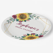 Sonnenblumen Modernes Brautparty Pappteller (Schrägansicht)