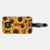 Sonnenblumen Modernes Monogramm Gepäckanhänger (Rückseite horizontal)