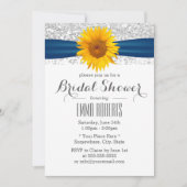 Sonnenblumen Modernes Silver Glitzer Brautparty Einladung (Vorderseite)