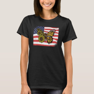 Sonnenblumen Monarch Butterfets Patriotic American T-Shirt