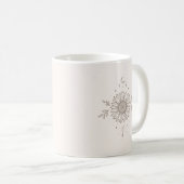 Sonnenblumen-Mond-Linienkunst Kaffeetasse (VorderseiteRechts)