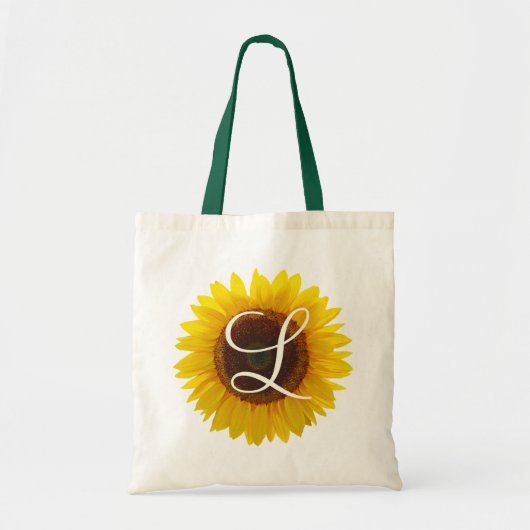 Sonnenblumen-Monogramm Anfangsbuchstabe Einseitig  Tragetasche (Vorne)