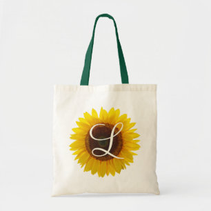 Sonnenblumen-Monogramm einseitiges Bild Tragetasche
