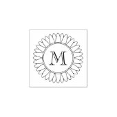 Sonnenblumen-Monogramm, Initial 1x1 Gummistempel (Prägung)