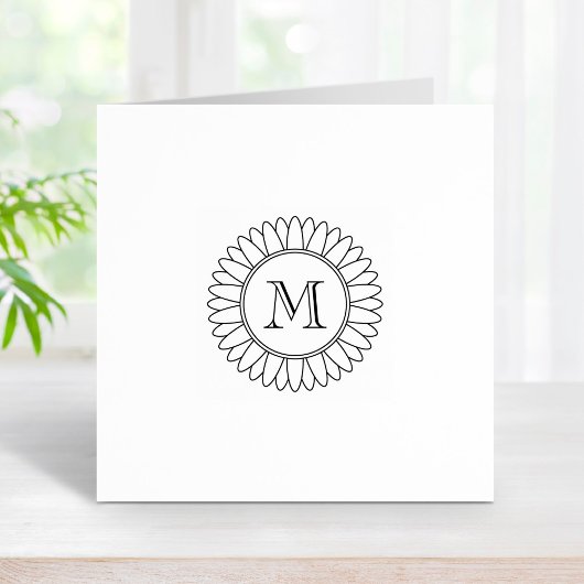 Sonnenblumen-Monogramm, Initial 1x1 Gummistempel