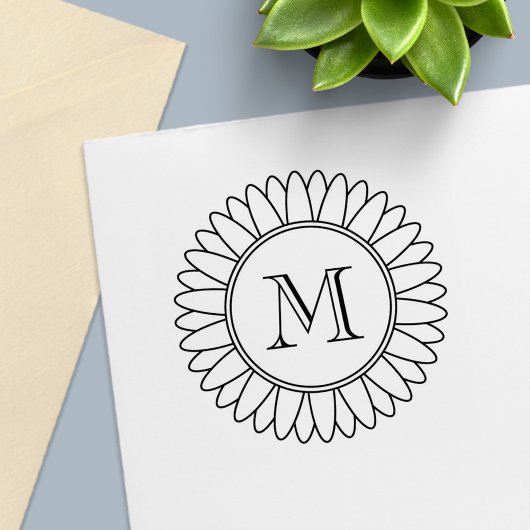 Sonnenblumen-Monogramm-Initial Permastempel