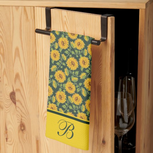 Sonnenblumen Monogramm Küchentücher (Drittel gefaltet)
