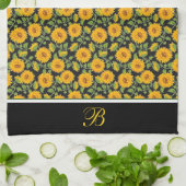 Sonnenblumen Monogramm Küchentücher (Gefaltet)