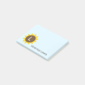Sonnenblumen-Monogramm Post-it Klebezettel (angewinkelt)