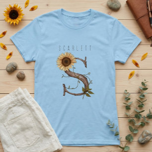 Sonnenblumen-Monogramm 'S' Elegant  T-Shirt