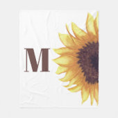 Sonnenblumen-Monogramm Weiß Fleecedecke (Vorderseite)