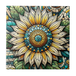 Sonnenblumen-Mosaik aus Glas Fliese