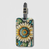 Sonnenblumen-Mosaik aus Glas Gepäckanhänger (Vorderseite Vertikal)