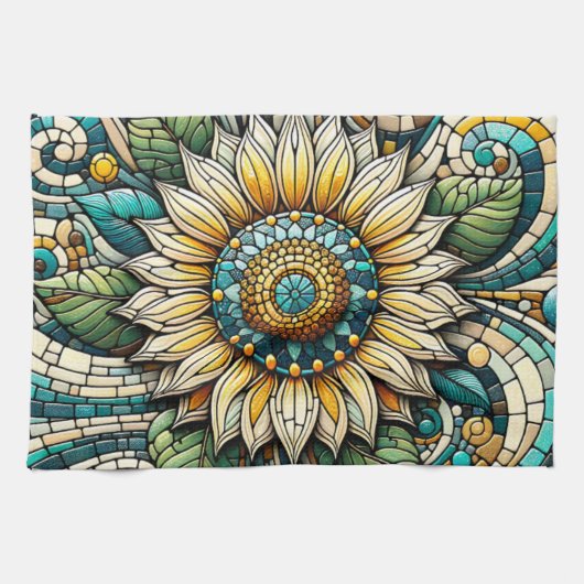 Sonnenblumen-Mosaik aus Glas Geschirrtuch (Horizontal)