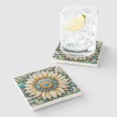 Sonnenblumen-Mosaik aus Glas Steinuntersetzer (Seitenansicht)
