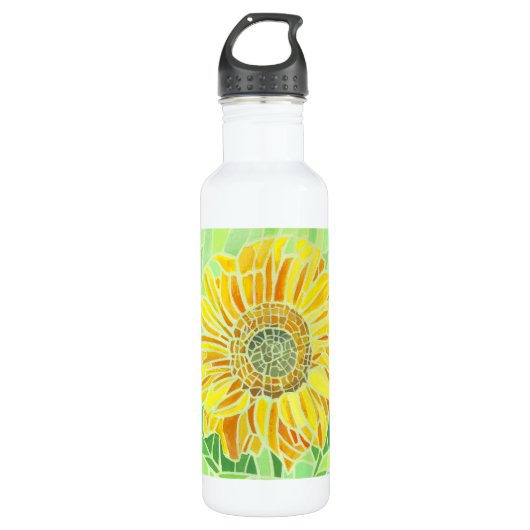 Sonnenblumen Mosaik Design Flasche Edelstahlflasche (Vorderseite)