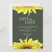 Sonnenblumen Moss Green Polterabend Save The Date (Vorderseite)