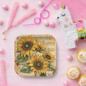 Sonnenblumen - Musikblatt Pappteller (Party)