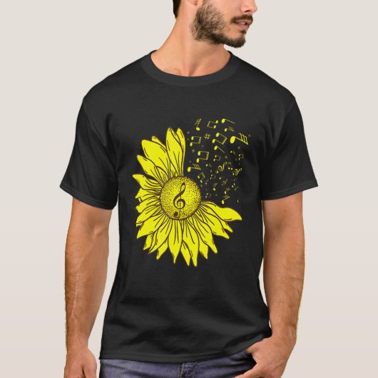 Sonnenblumen Musikinstrument Musiknoten Blume T-Shirt (Vorderseite)