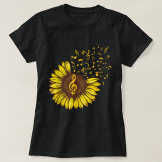 Sonnenblumen-Musiknoten-Kunstdesign T-Shirt