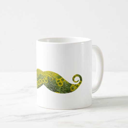 Sonnenblumen Mustache Weiße klassische Tasse (VorderseiteRechts)