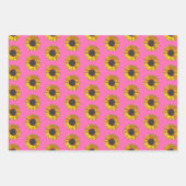 Sonnenblumen-Muster auf heiß rosa Geschenkpapier Set (Vorderseite)