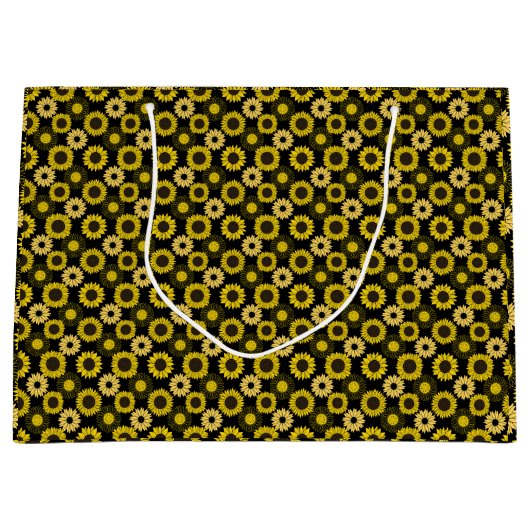 Sonnenblumen Muster bx4 Black BG Große Geschenktüte (Vorderseite)