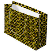 Sonnenblumen Muster bx4 Black BG Große Geschenktüte (Vorderseite Schrägansicht)