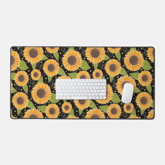 Sonnenblumen-Muster Fun-Gelbe Inspirivität Schreibtischunterlage (Tastatur & Maus)