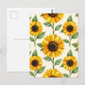 Sonnenblumen-Muster nahtlos in hellgelb Postkarte (Vorne/Hinten)
