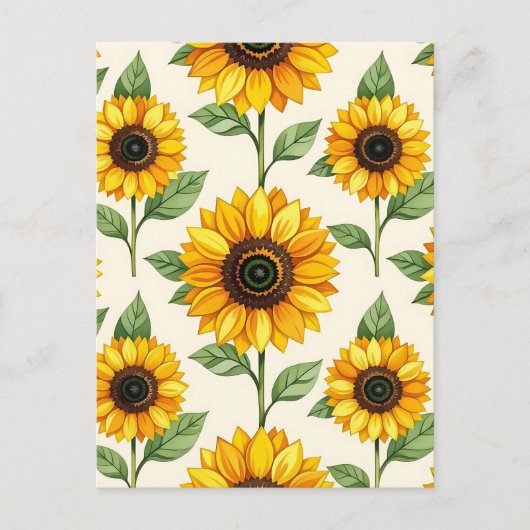 Sonnenblumen-Muster nahtlos in hellgelb Postkarte (Vorderseite)