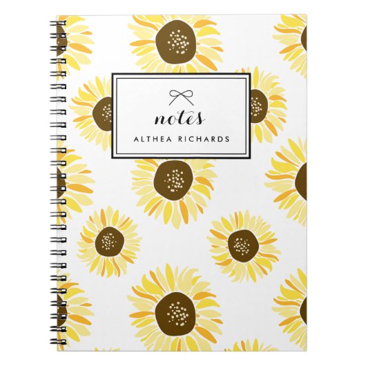 Sonnenblumen-Muster Personalisiertes Notizbuch Notizblock (Vorderseite)