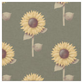 Sonnenblumen-Muster Primitive Blumenprint Stoff (Nahaufnahme)